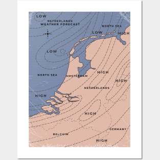 Netherlands Weather map Posters and Art